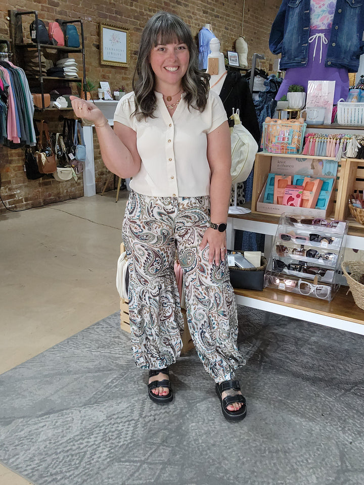 S Paisley Printed Pants Blue/Green FINAL SALE