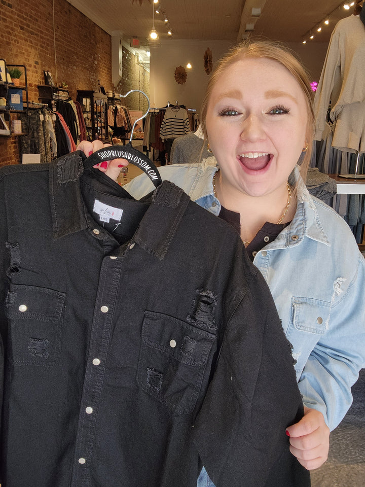 Distressed Jean Shirt