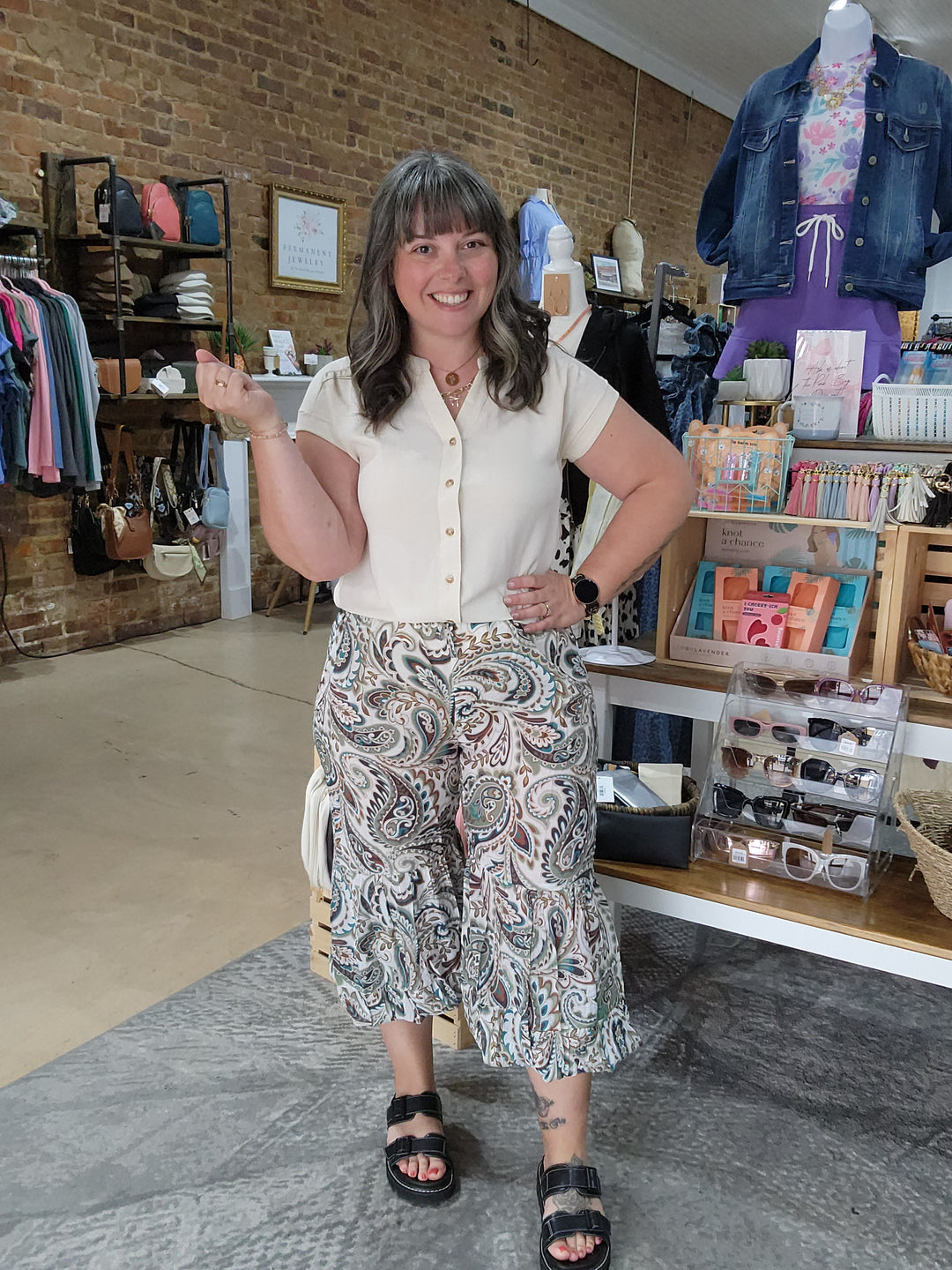 S Paisley Printed Pants Blue/Green FINAL SALE
