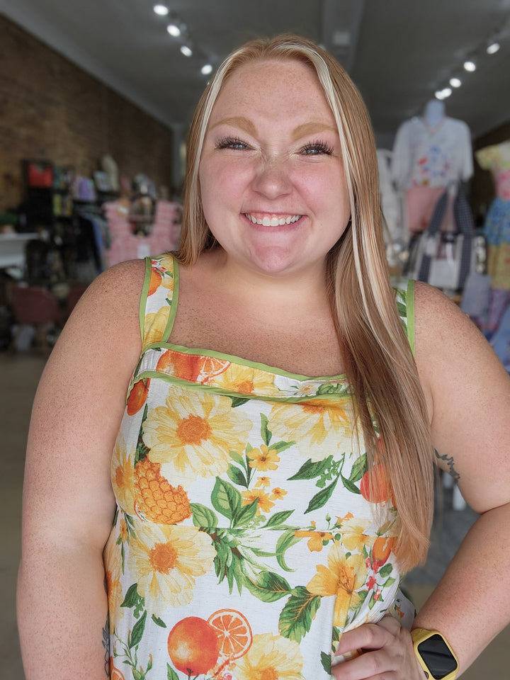 Floral & Fruit Summer Midi Dress