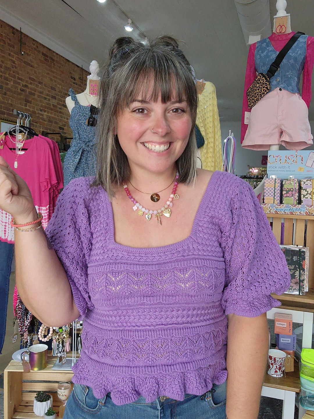 Puff Sleeve Crochet Top