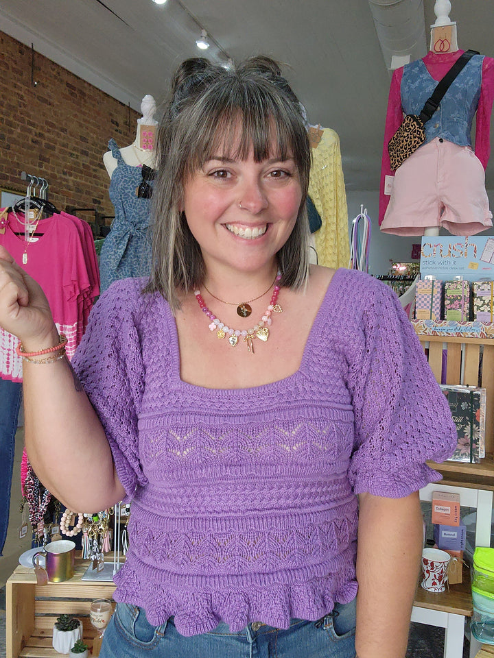 Puff Sleeve Crochet Top