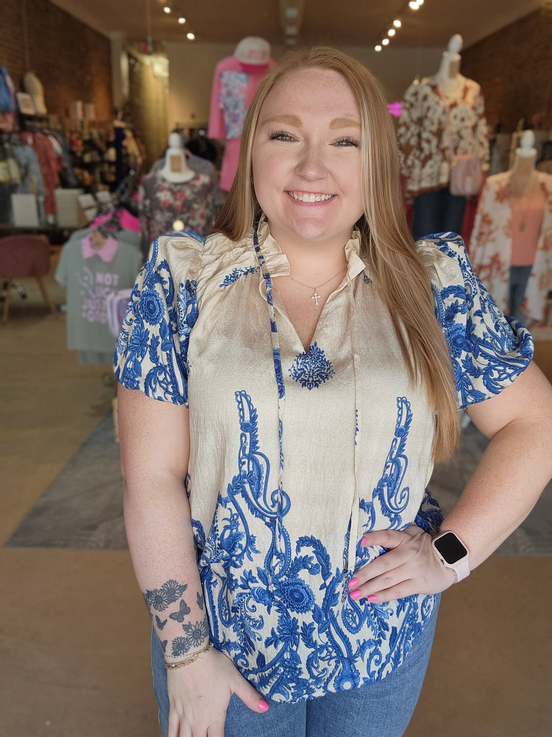 Printed Shirred Top