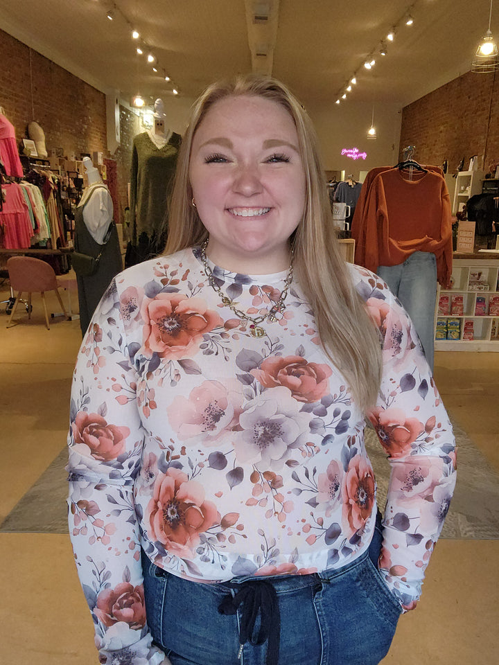 Fall Floral Mesh Shirt