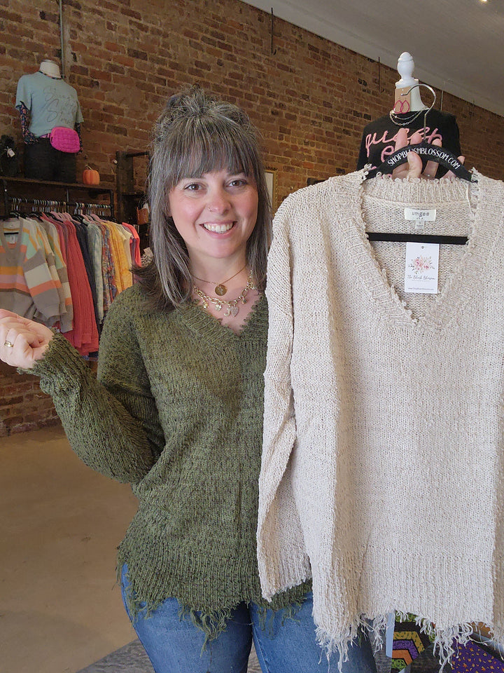 Distressed Hem Sweather