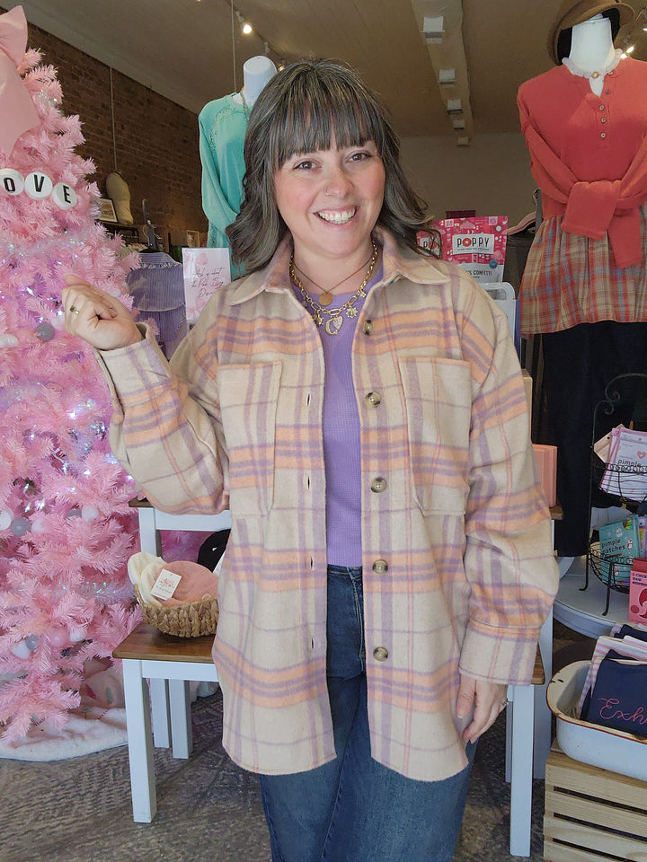 Coral and Lilac Shacket