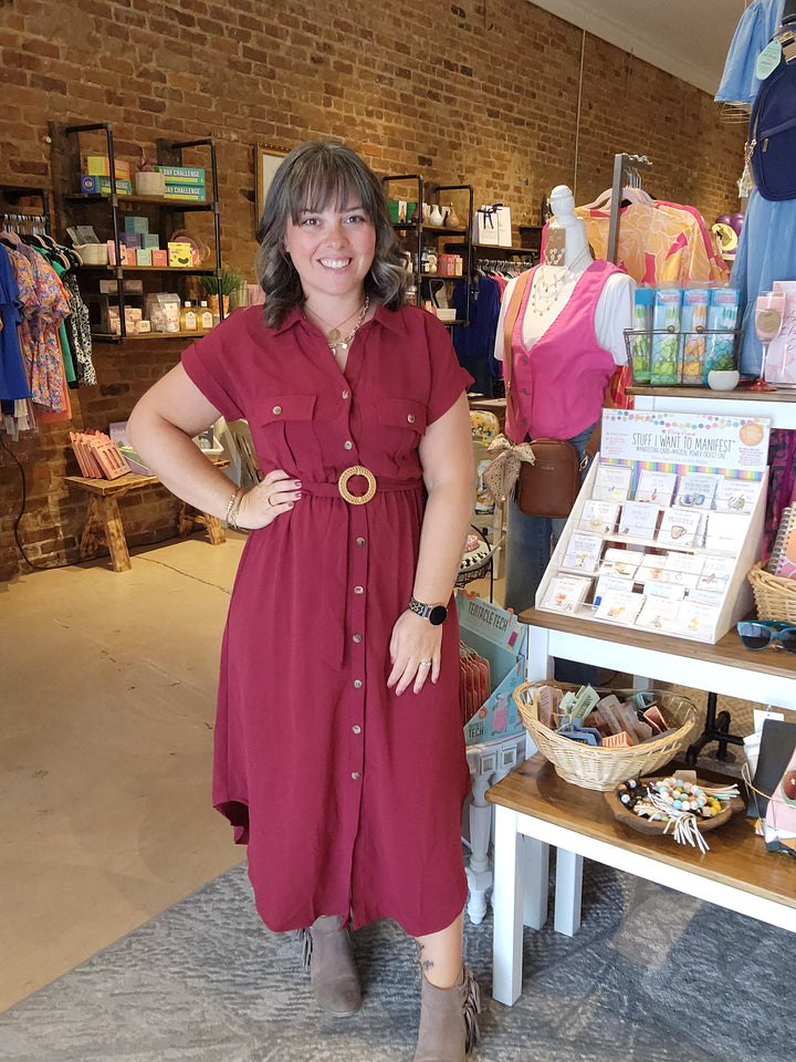 Belted Button Up Dress