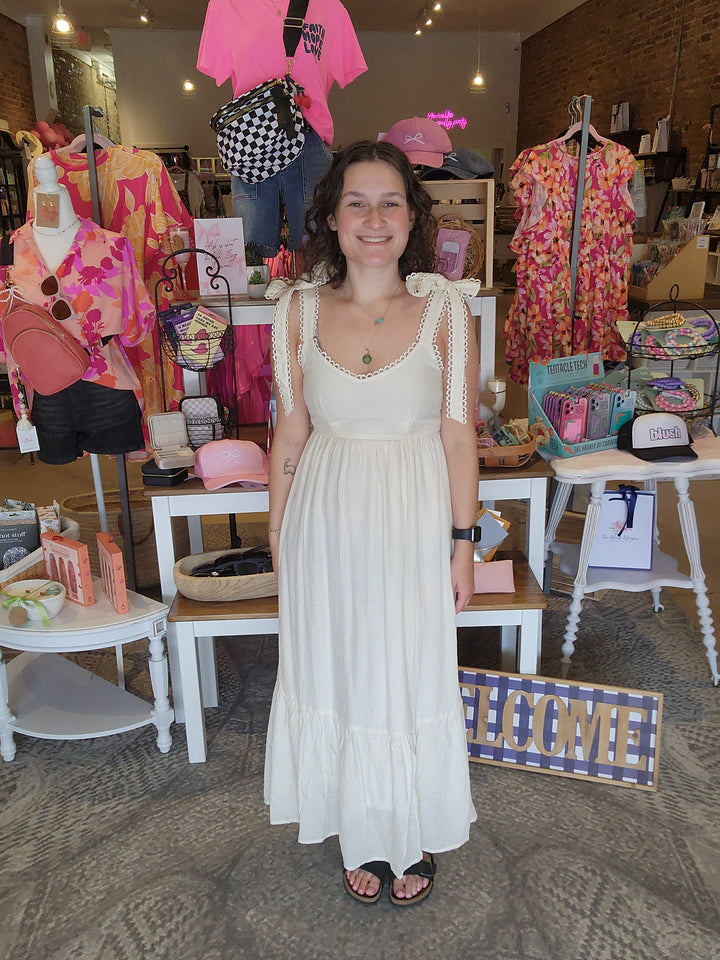 Scallop Eyelet Midi Dress