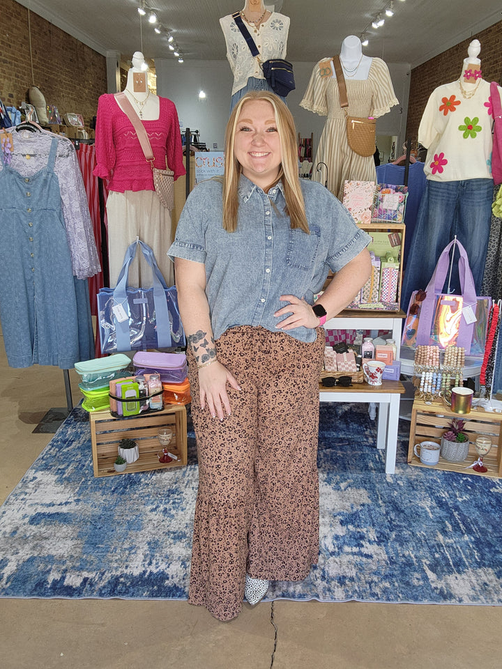Cheetah Print Crinkle Pants