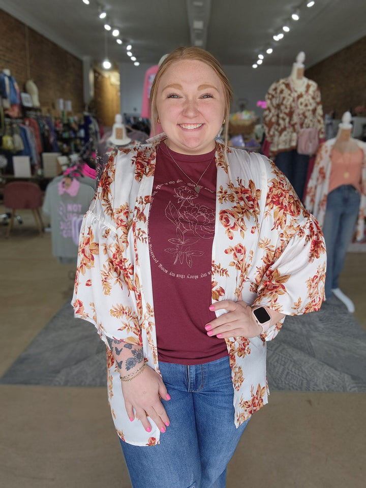White Floral Kimono