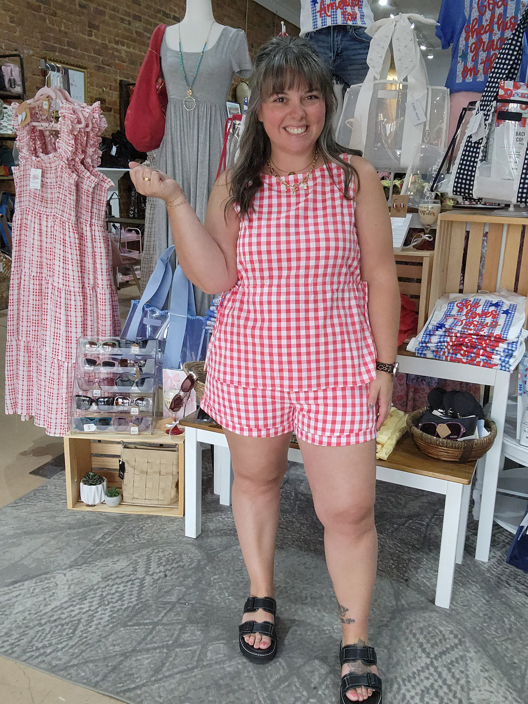 Gingham Shorts Set