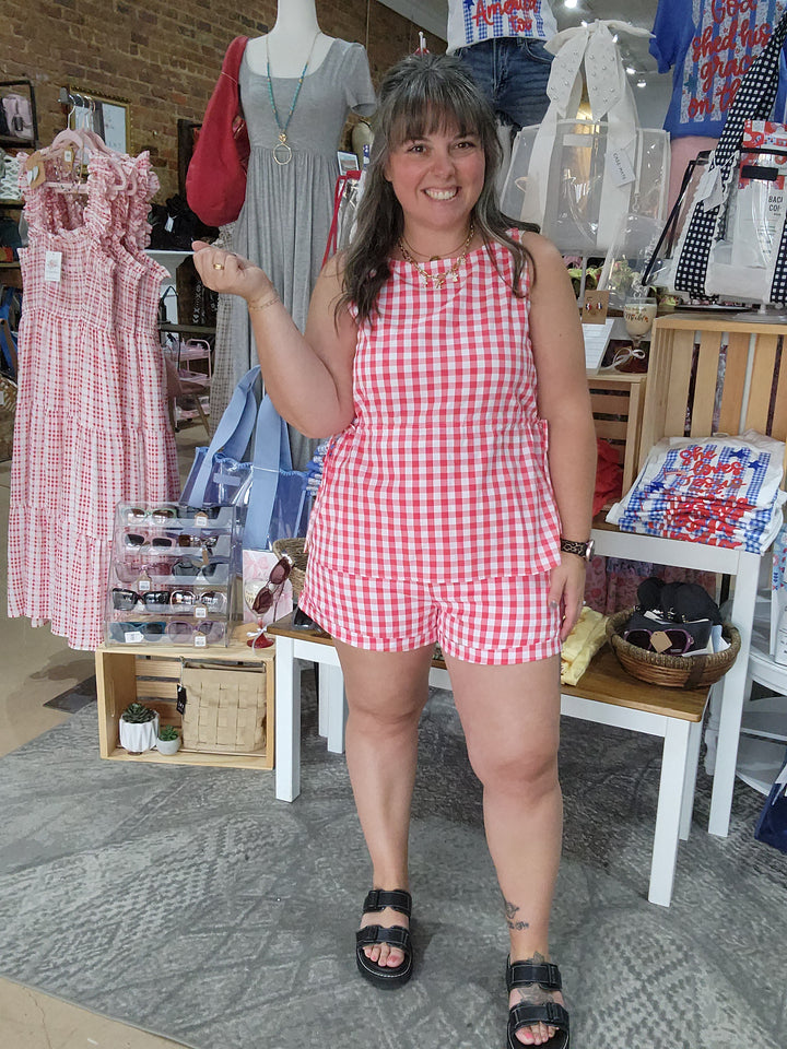 Gingham Shorts Set