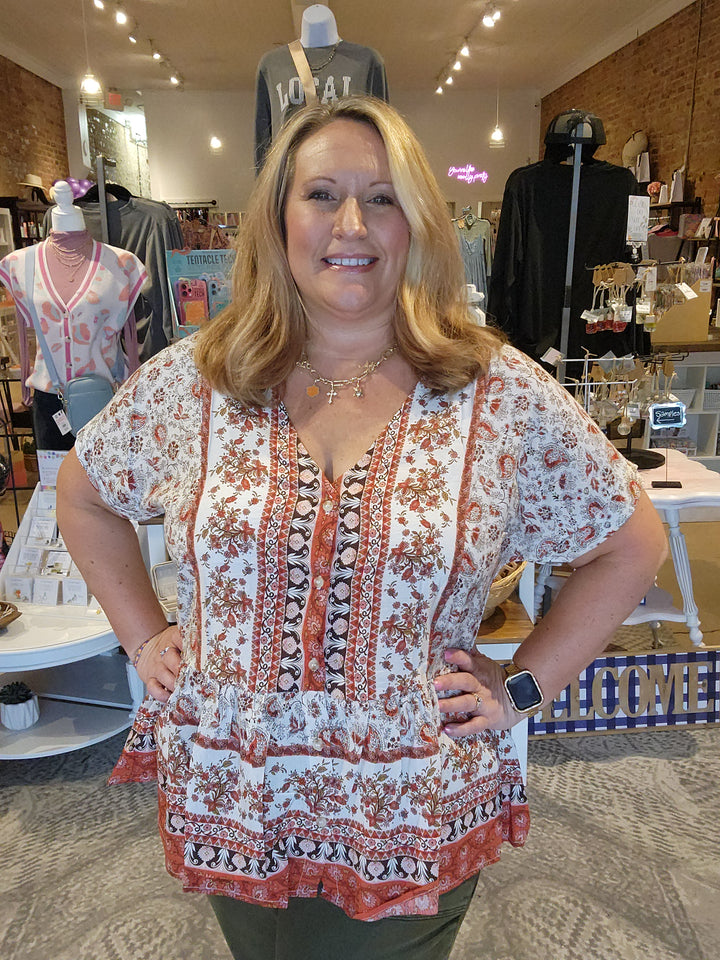 Paisley Floral Ruffle Top