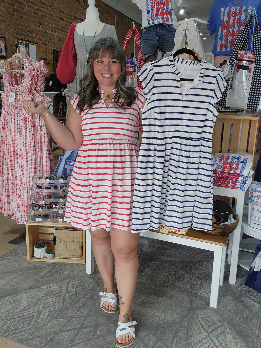 Lace Stripe Babydoll Dress