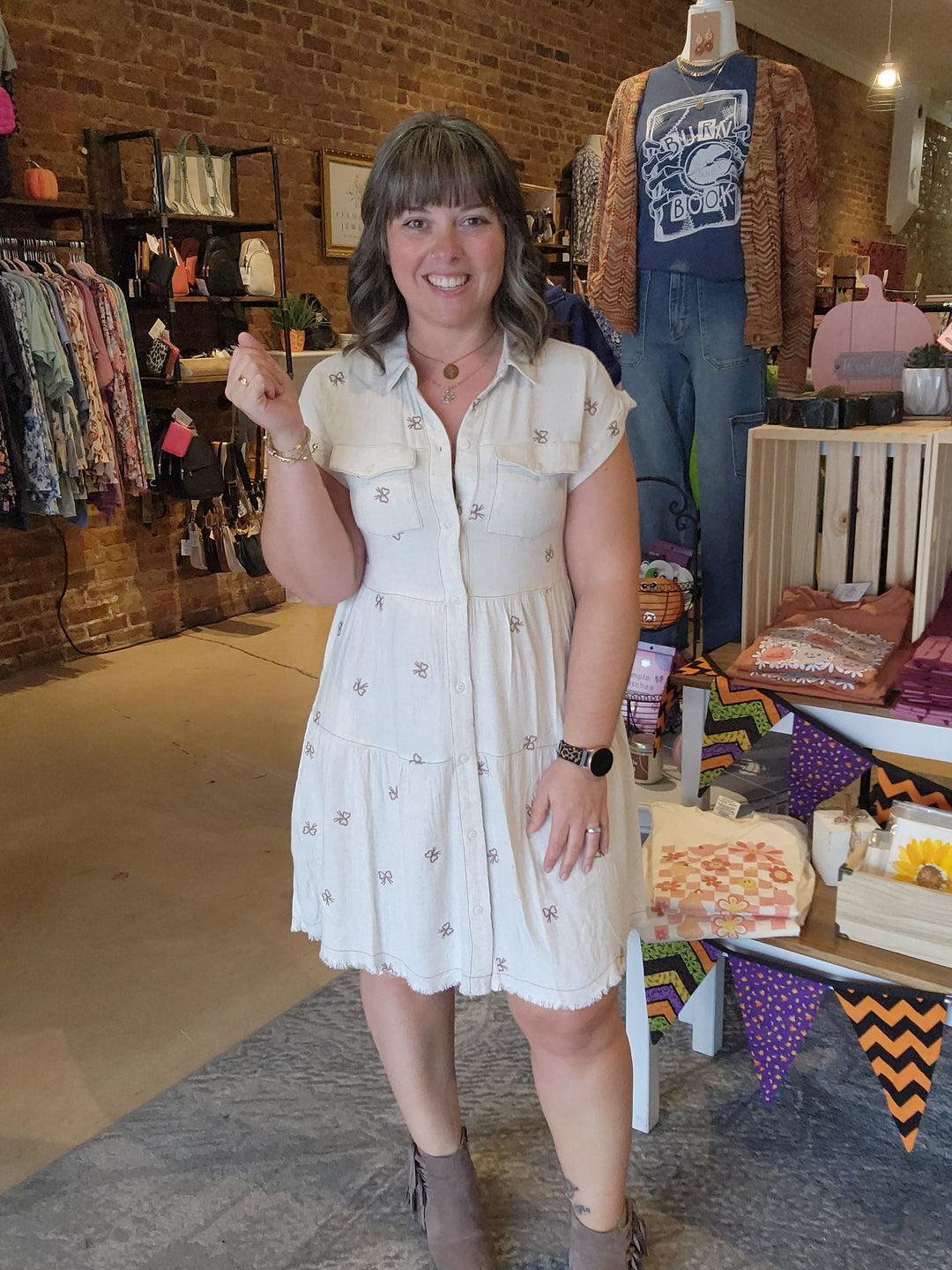 Bow Button Up Dress