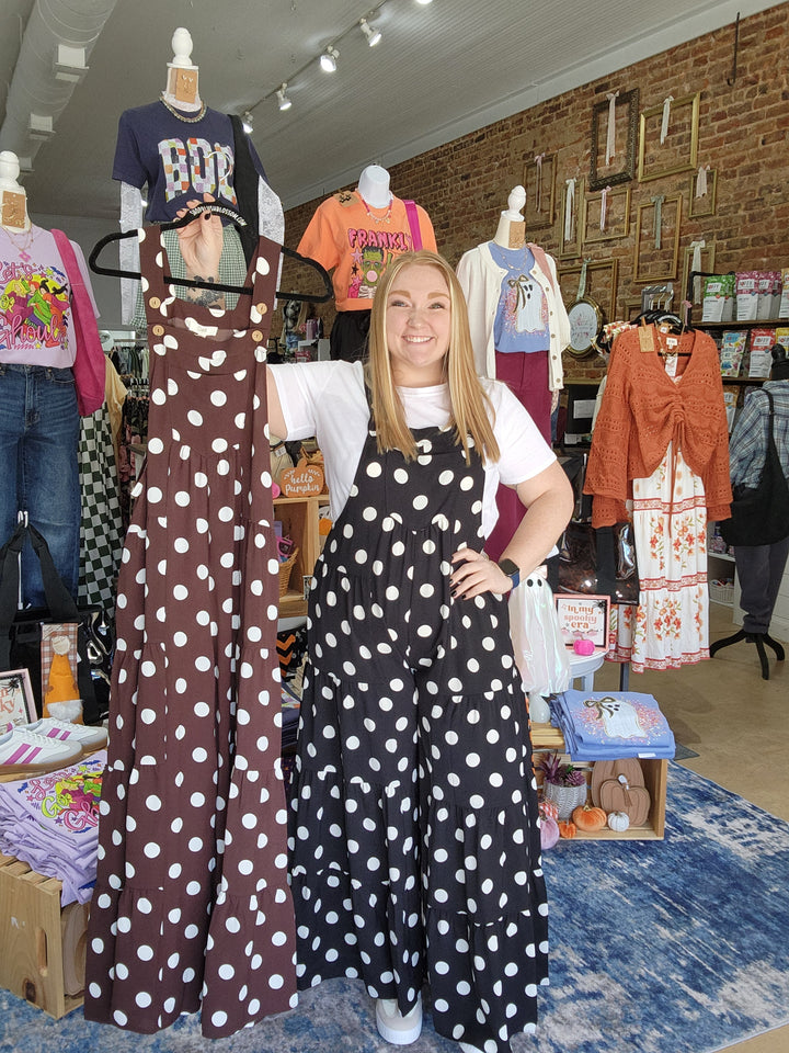Polka Dot Wide Leg Overalls