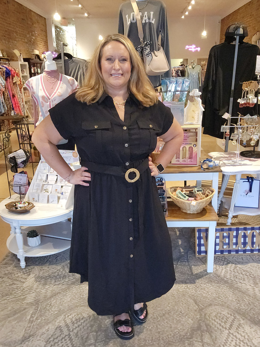 Belted Button Up Dress
