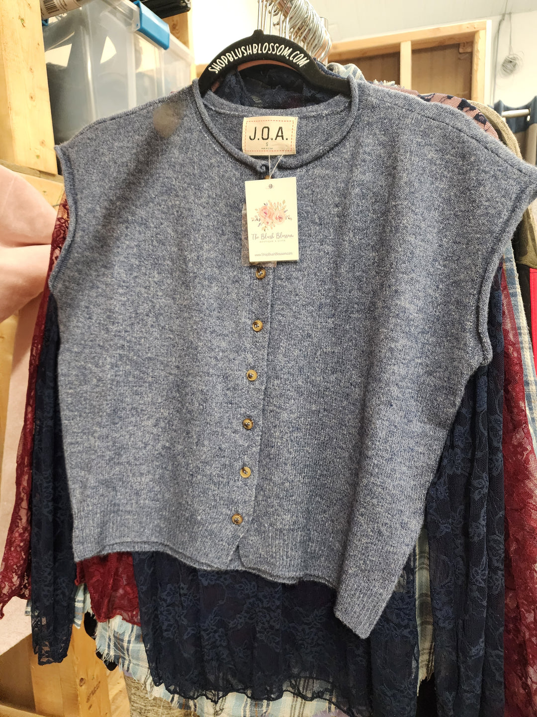 Blue Raw Edge Seamless Cardigan