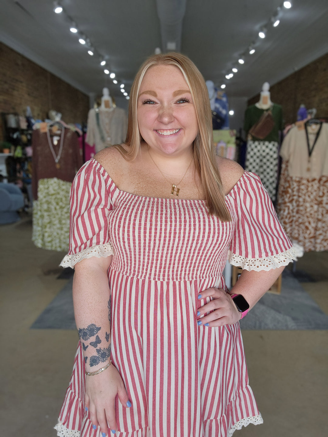 Linen Smocked Eyelet Dress