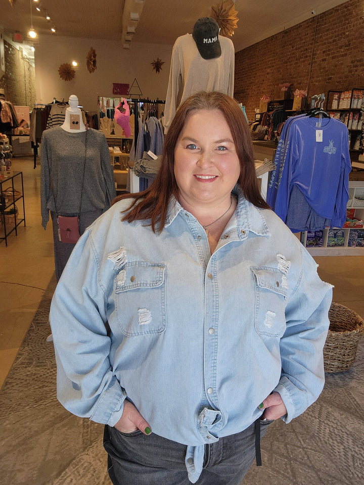 Distressed Jean Shirt