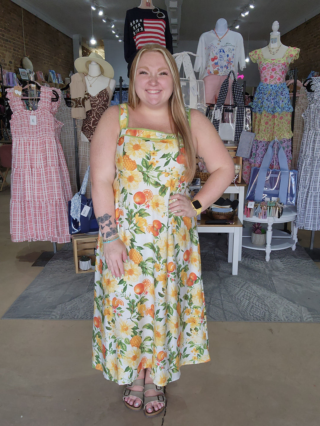 Floral & Fruit Summer Midi Dress