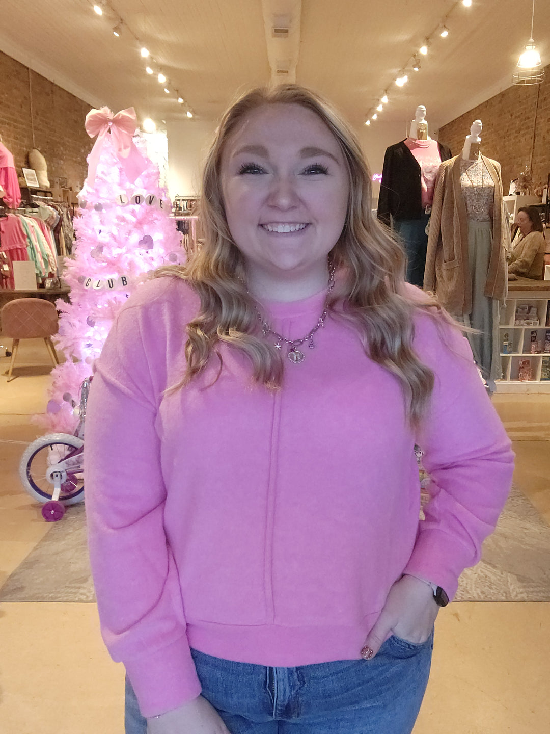 Plush Front Seam Top