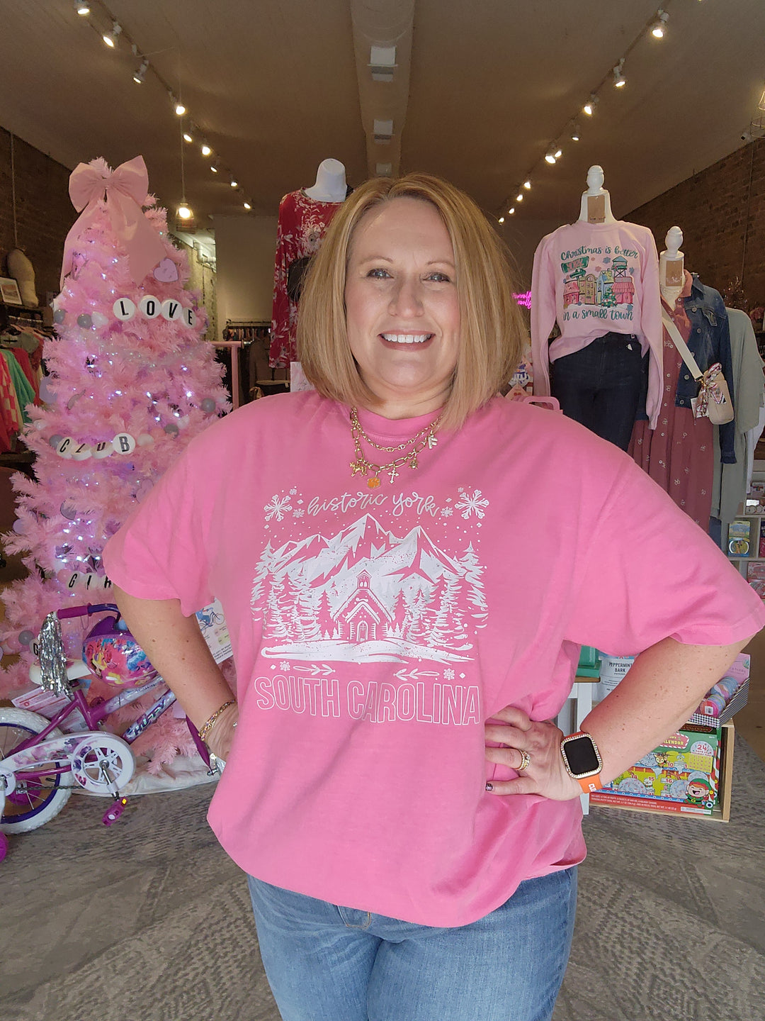 Pink York Christmas Tee