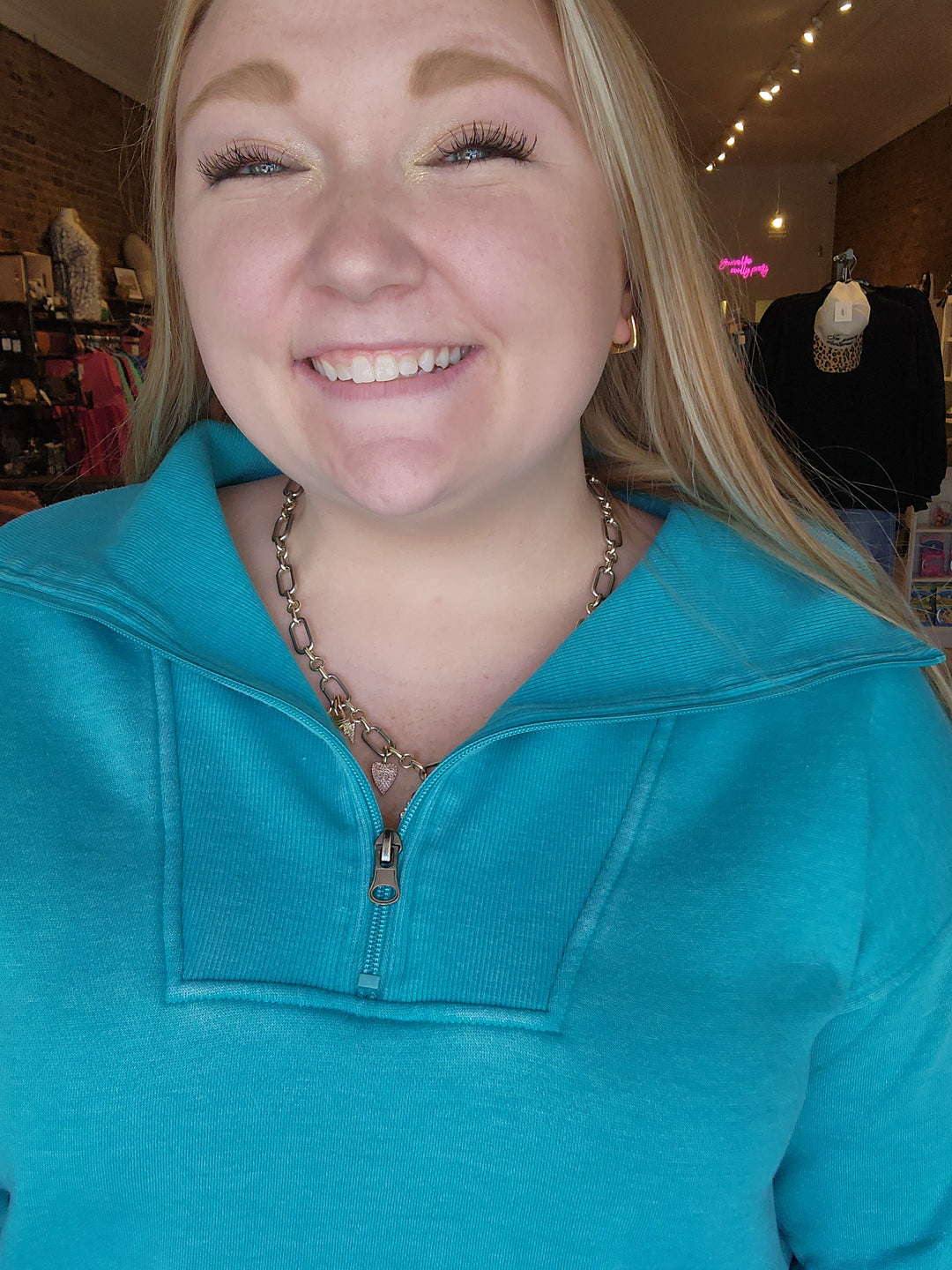 Turquoise Quarter Zip