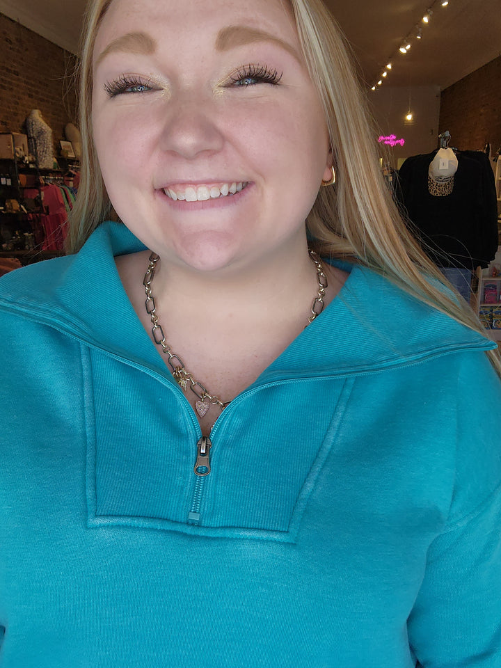 Turquoise Quarter Zip