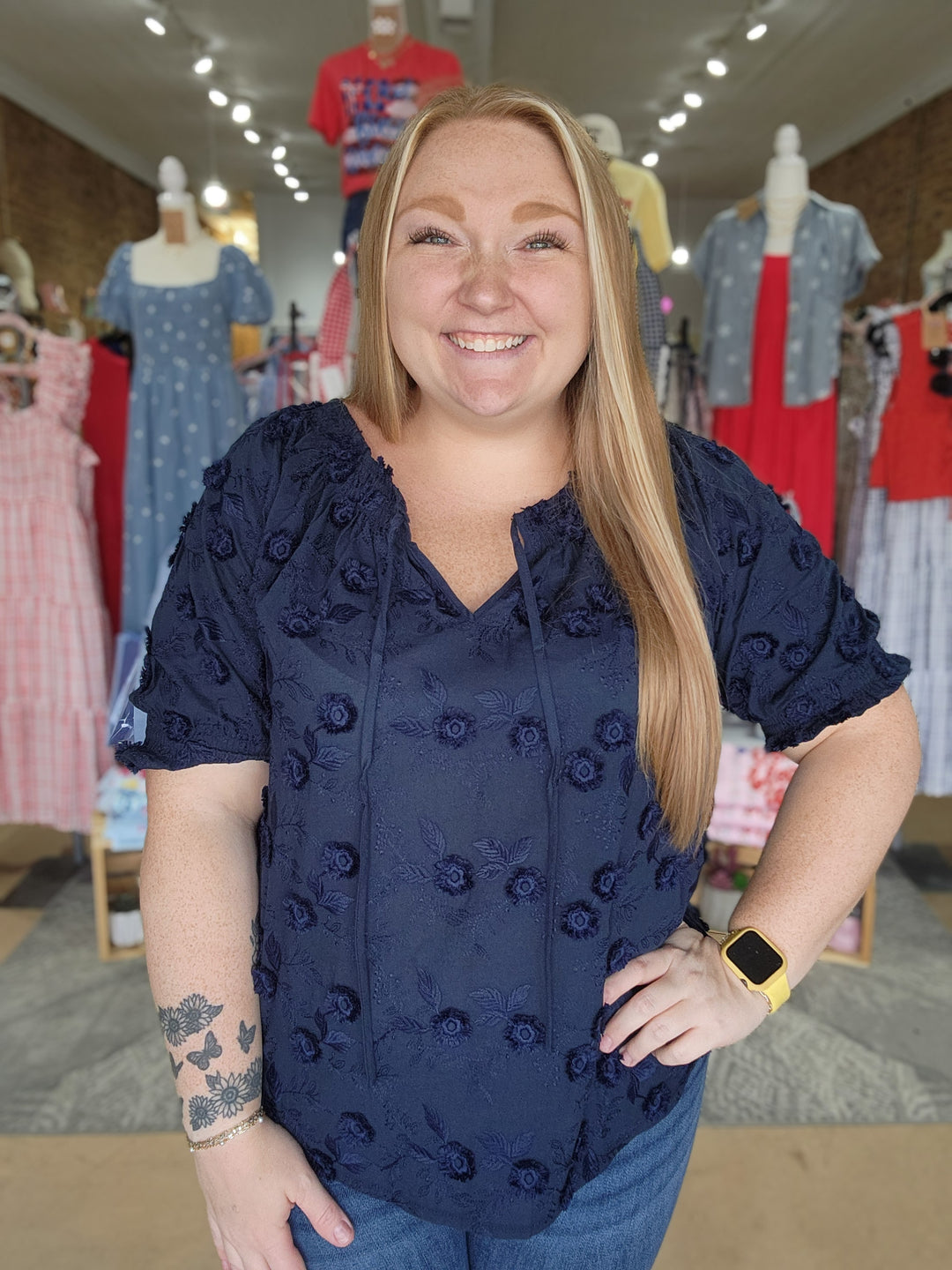 Embroidered Peasant Top
