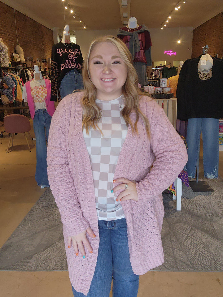 Dusty Rose Knit Cardigan