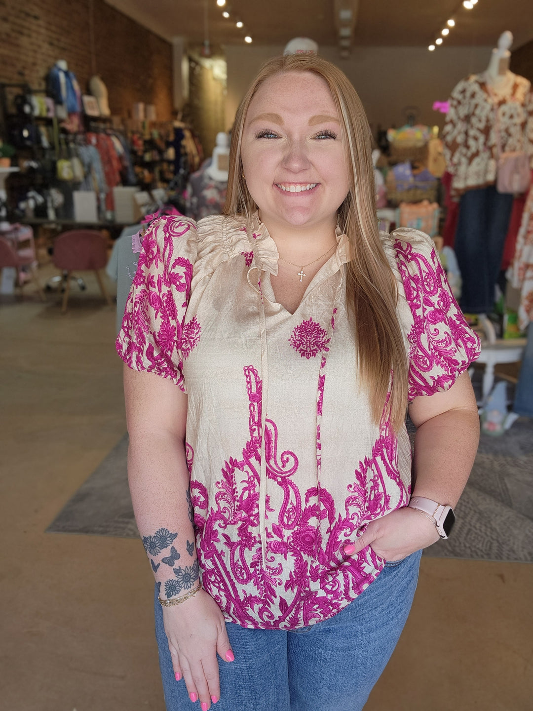 Printed Shirred Top