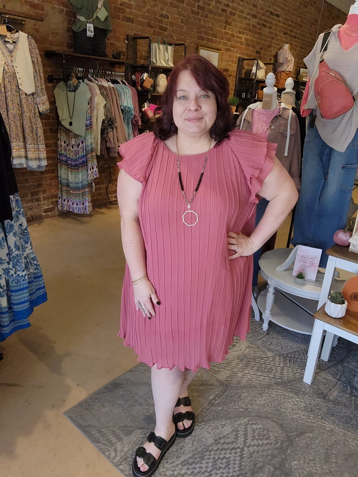 Flutter Sleeve Accordion Dress