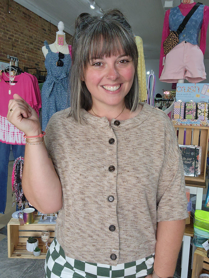 Marbled Short Sleeve Cardigan