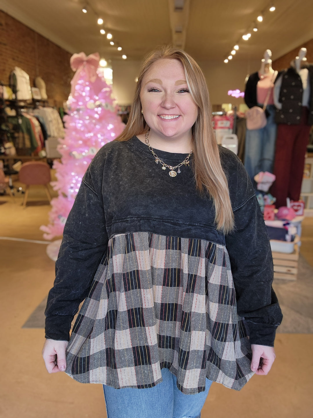 Two Tone Oversize Babydoll Top