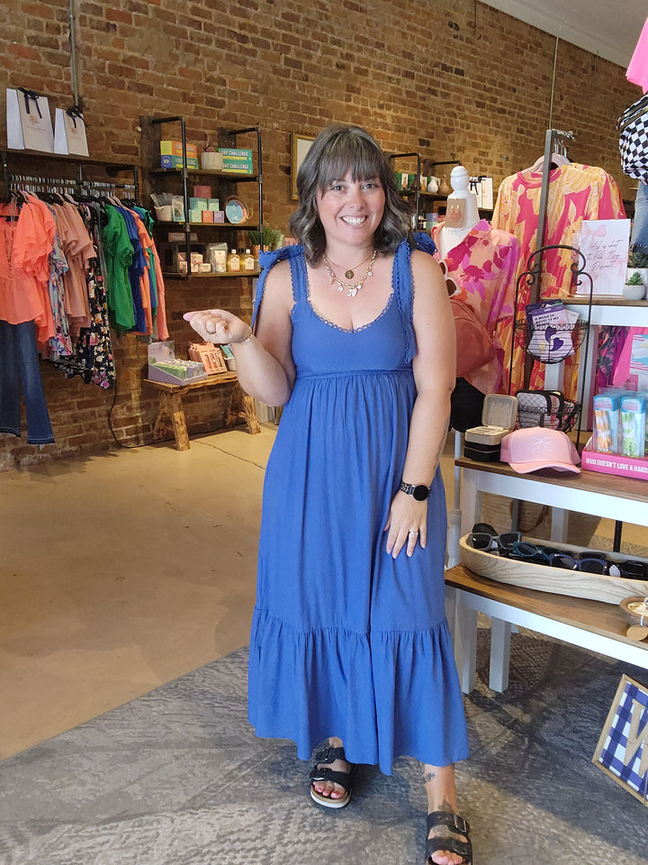 Scallop Eyelet Midi Dress