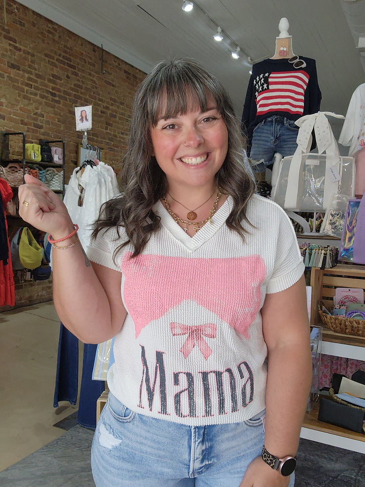 M Mama V-Neck Waffle Knit Top FINAL SALE