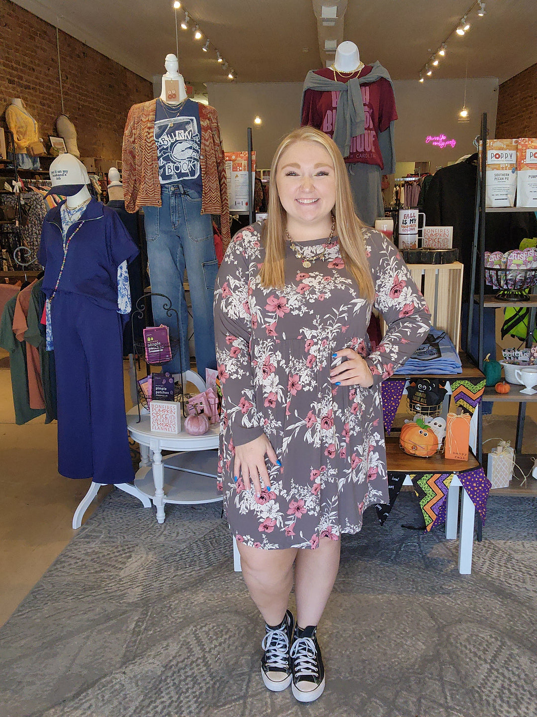 Slinky Floral Long Sleeve Dress