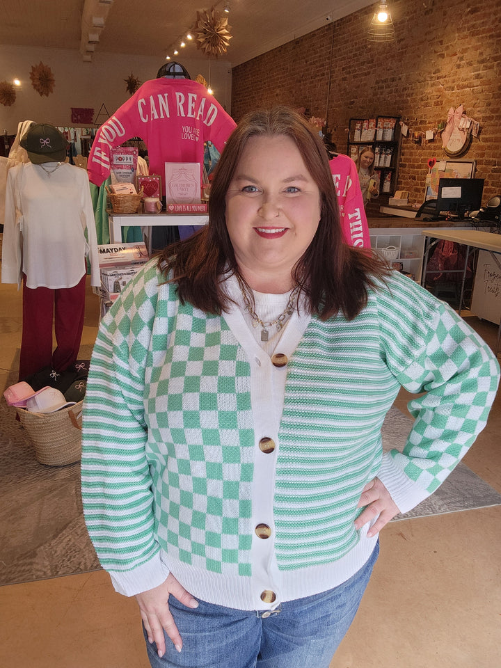 Vintage Checkered Cardigan