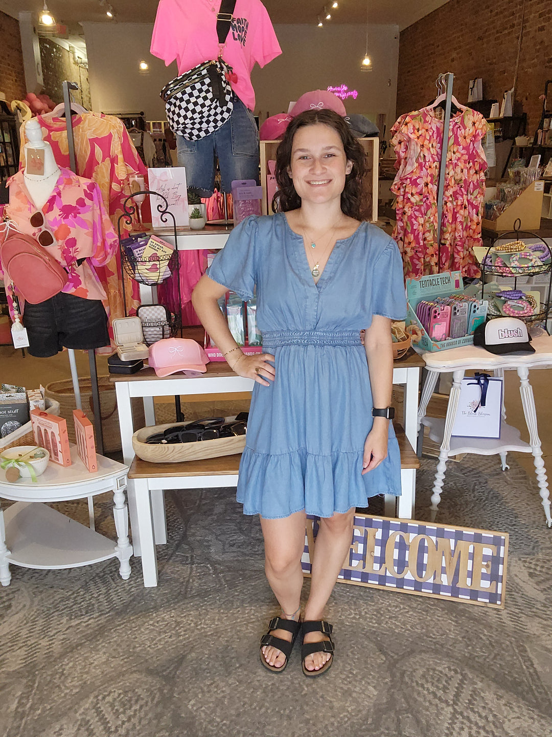 Chambray Flounce Dress