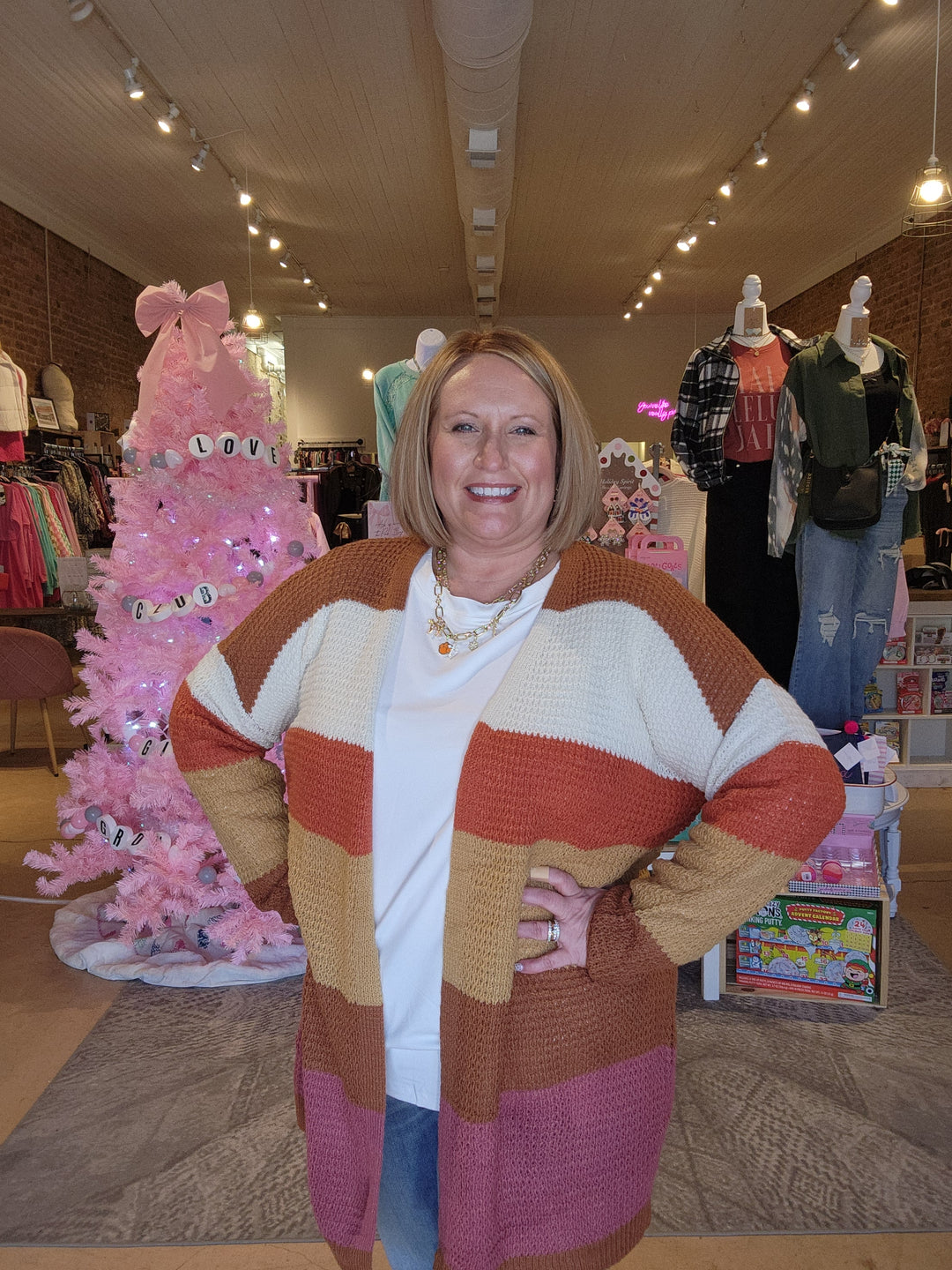 Loose Weave Stripe Cardigan