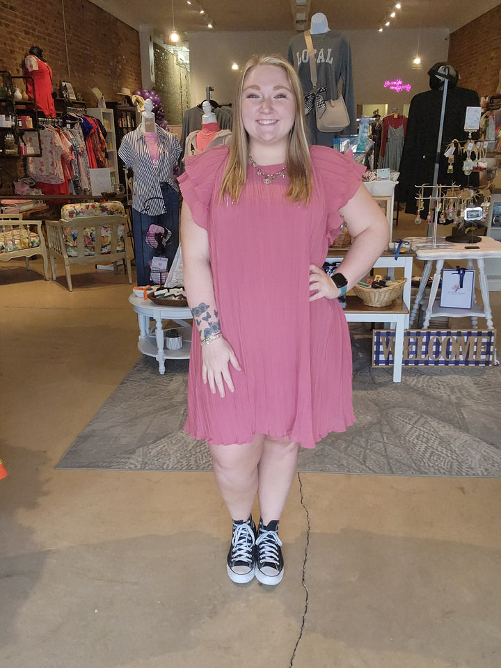 Flutter Sleeve Accordion Dress