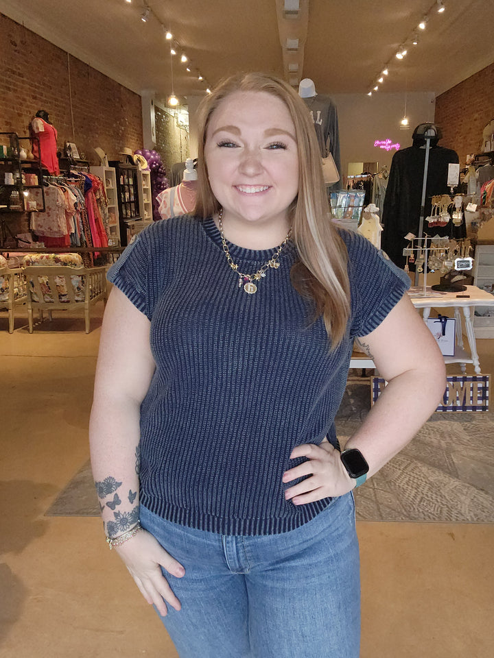 Roll Tab Knit Pullover