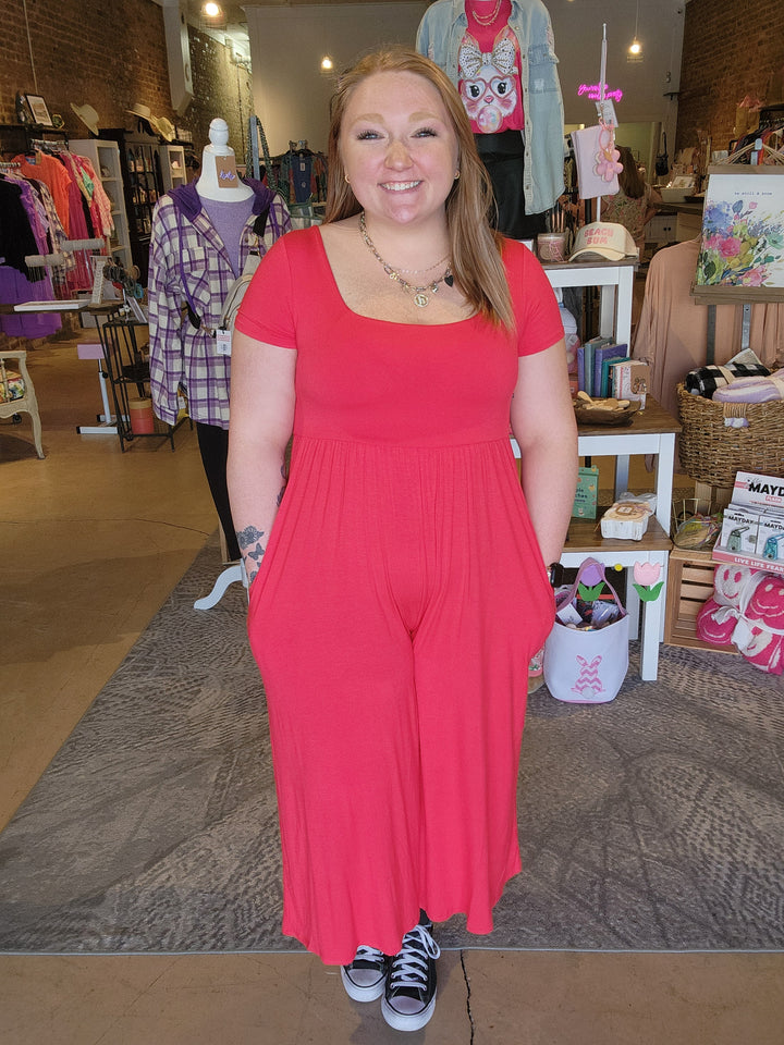 Red Pants Romper