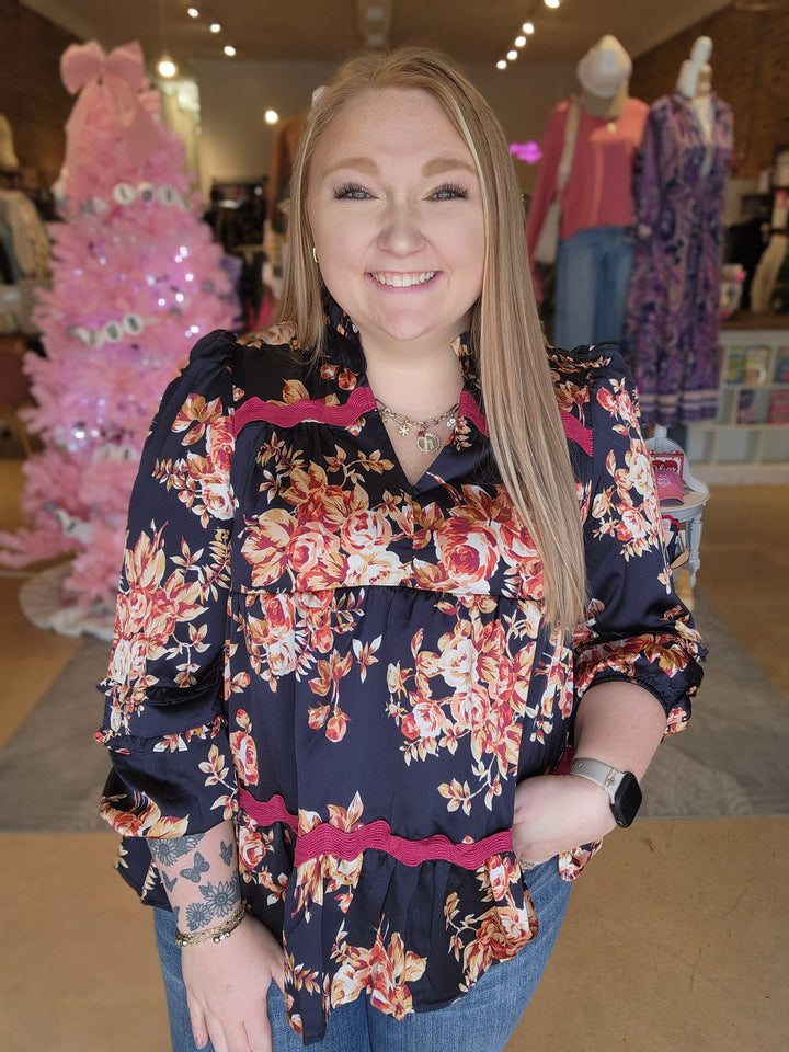 S & M Floral Rik Rak Blouse FINAL SALE