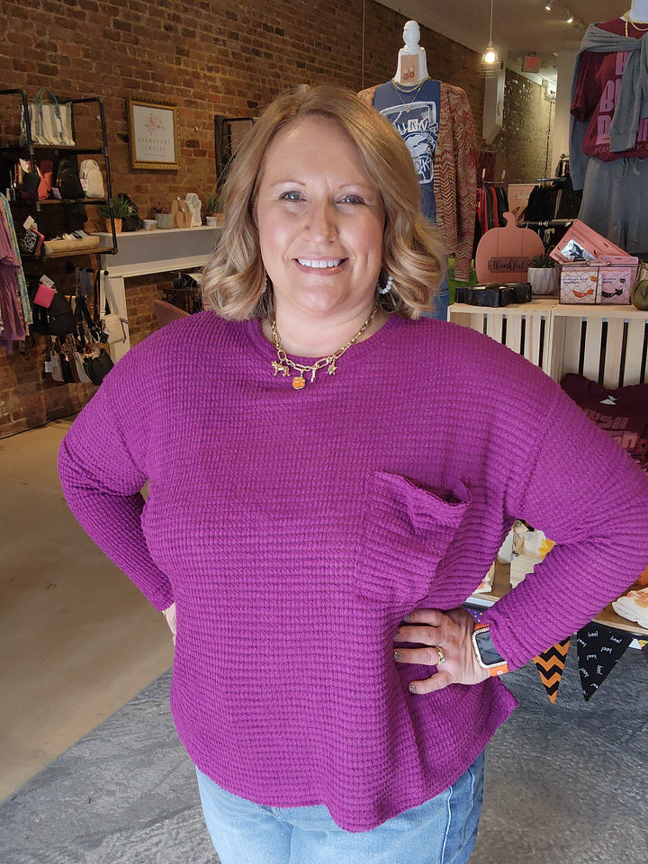 Front Pocket Waffle Top