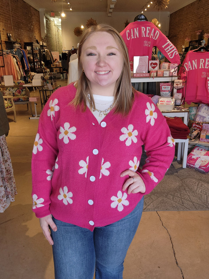 Pink Daisy Cardigan