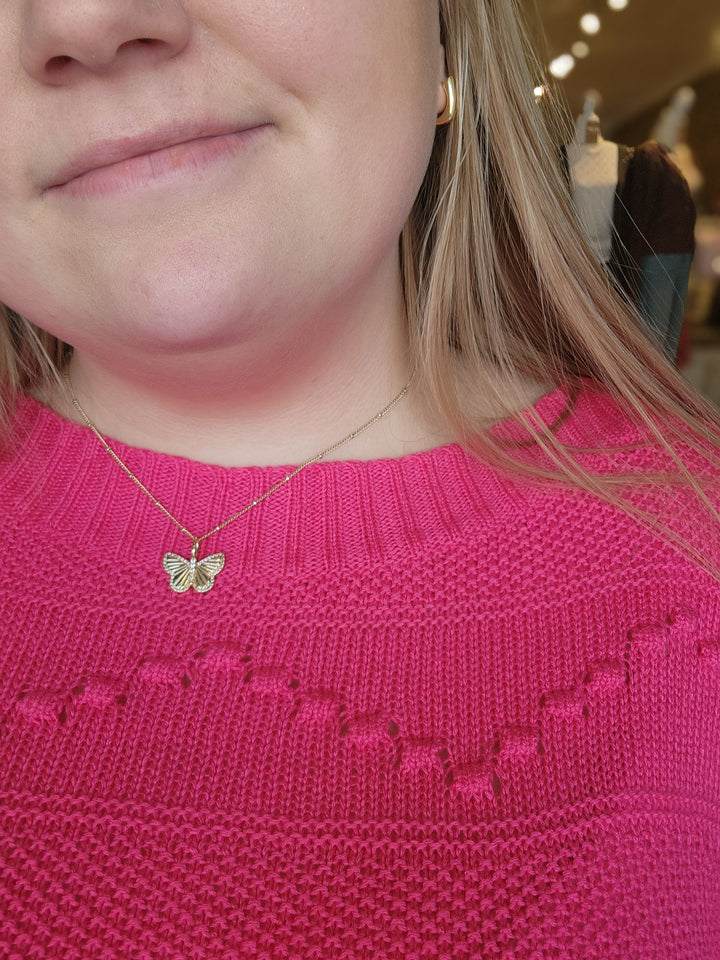 Pink Pointelle Sweater