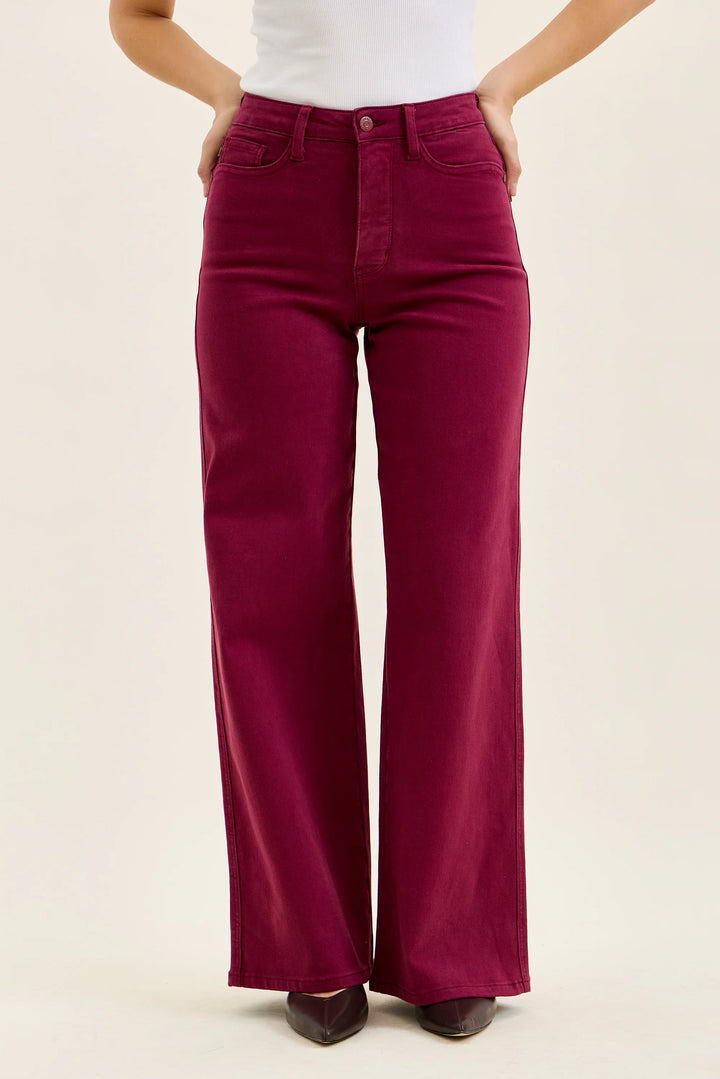 Judy Blue Tummy Control Wide Boysenberry Jeans