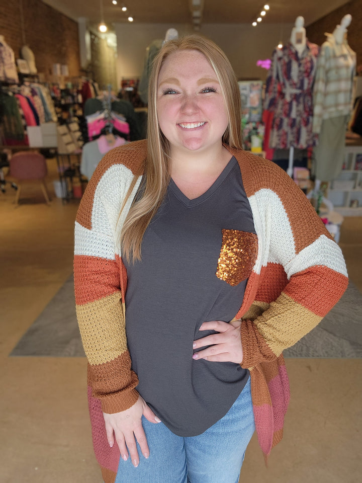 Sequin Pocket Long Sleeve Tee